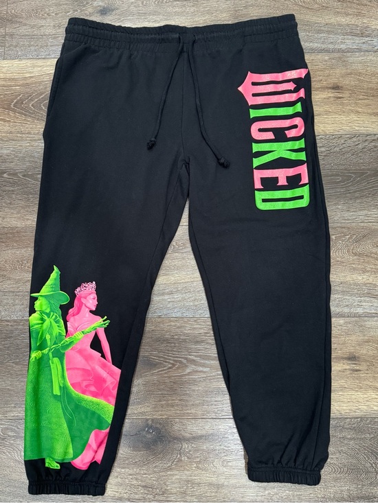 Wicked Pants - Wicked Women's Graphic Jogger Sweatpants in Black Size XXL with Glitter Shimmer